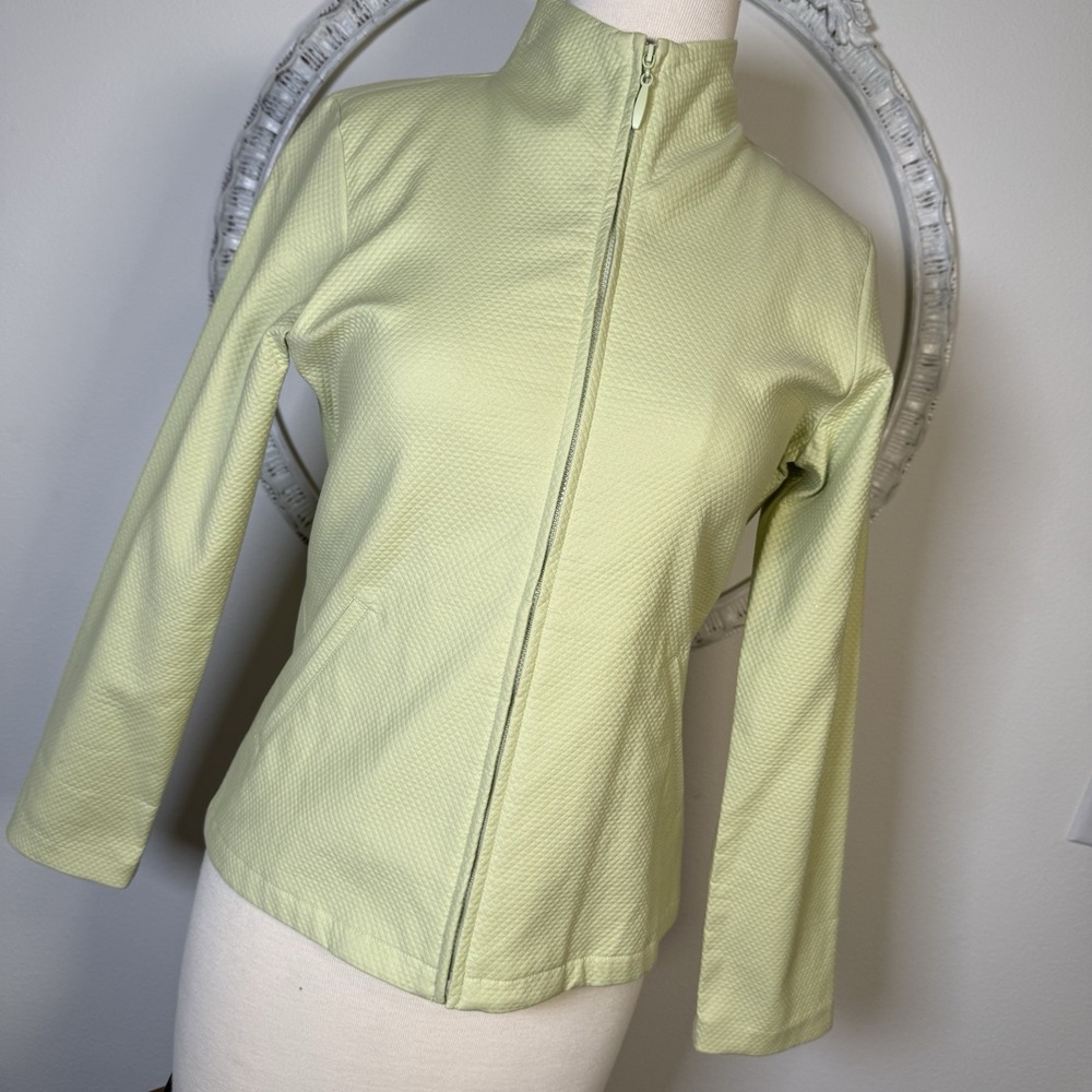 Eileen Fisher Womens Jacket Blazer Zip Up  Lightweight Textured Cotton PP 2P 4P